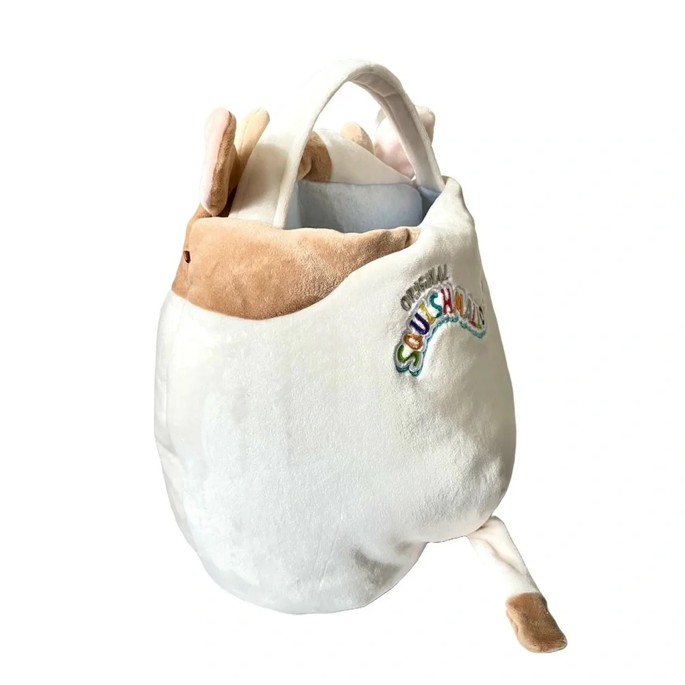 Squishmallow Winking White & Brown Cow Easter Basket, 11.5 inch tall - Picture 4 of 9